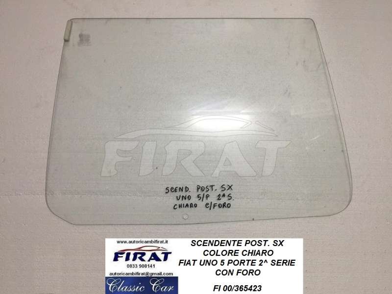 VETRO SCENDENTE FIAT UNO 5 PORTE 2^ SERIE POST.SX CHIARO